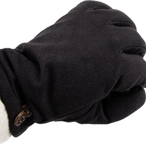 Womens Recycled Microsuede Water Repellent Gloves Sherpasoft Lining Touch Screen - Picture 6 of 6